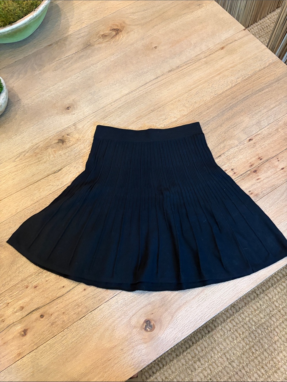 CAbi Black Circle Skirt - Pleated Knit Skirt #503